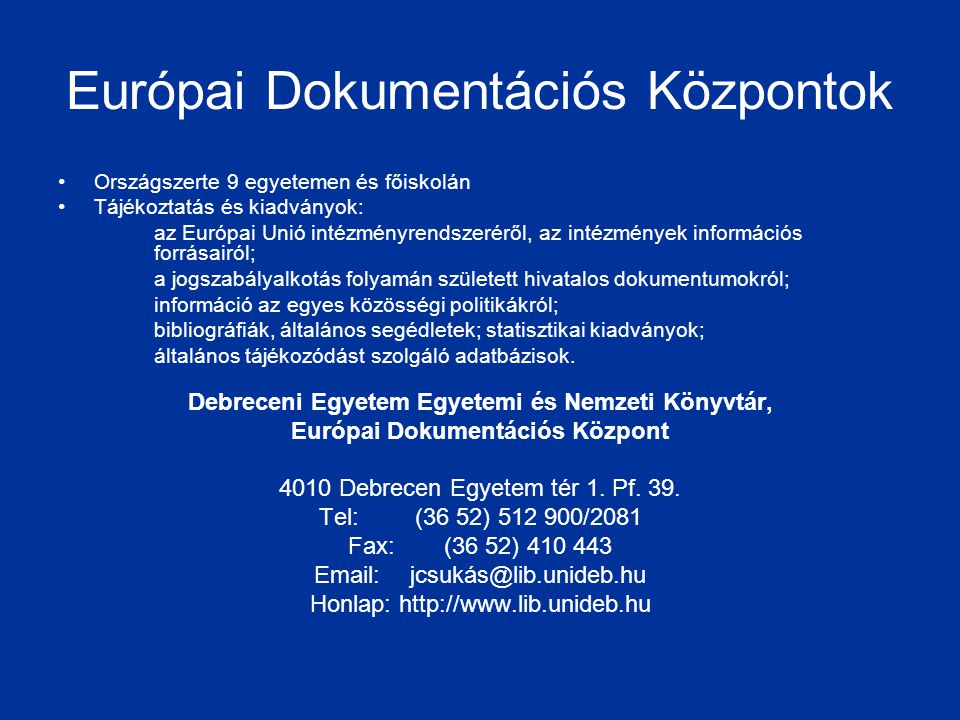 Európai Dokumentációs Központok