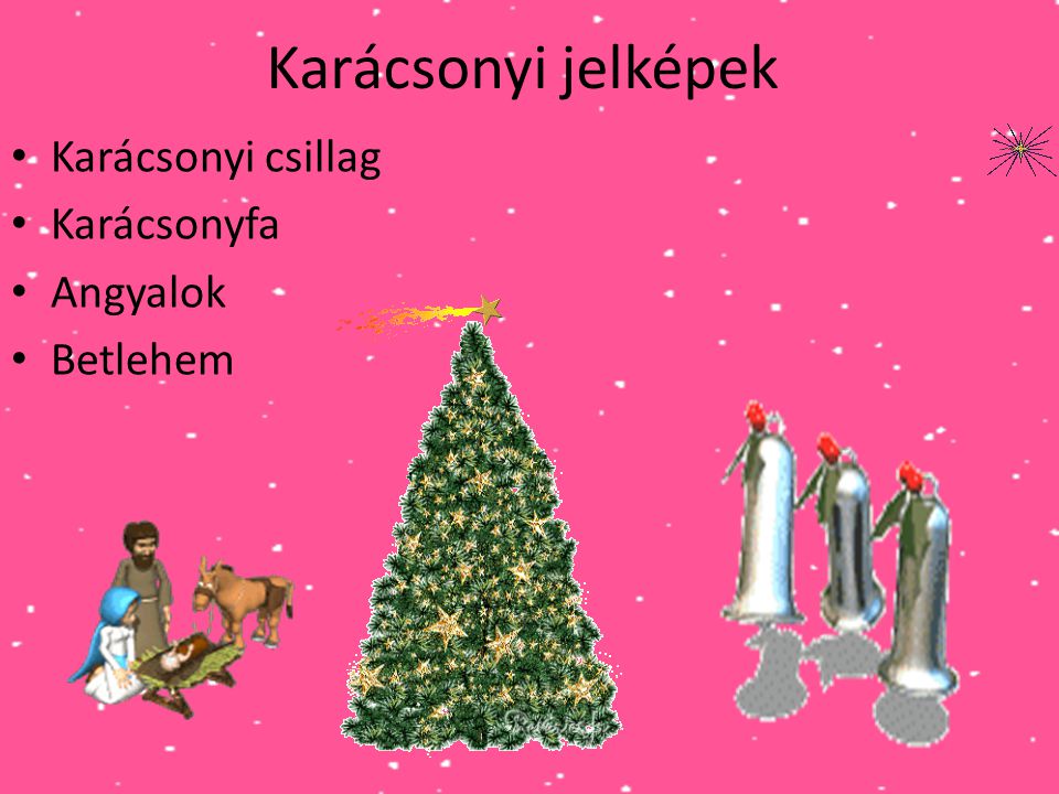 Karácsonyi jelképek Karácsonyi csillag Karácsonyfa Angyalok Betlehem