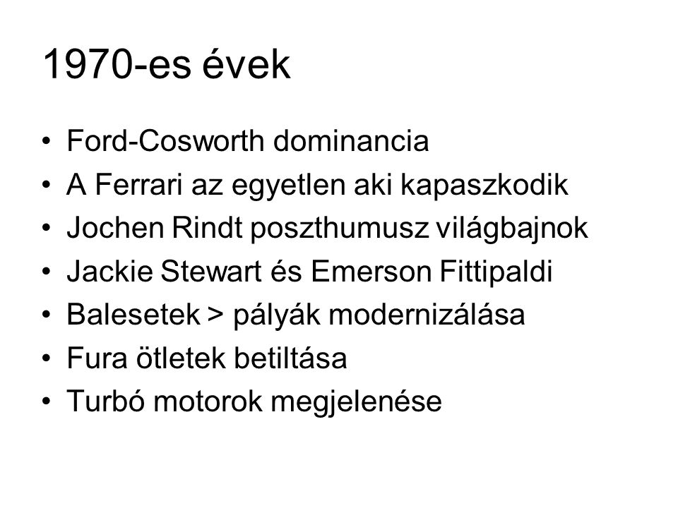 1970-es évek Ford-Cosworth dominancia