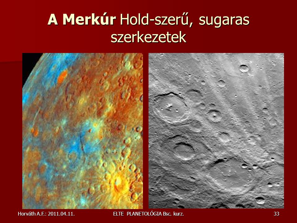 A Merkúr Hold-szerű, sugaras szerkezetek