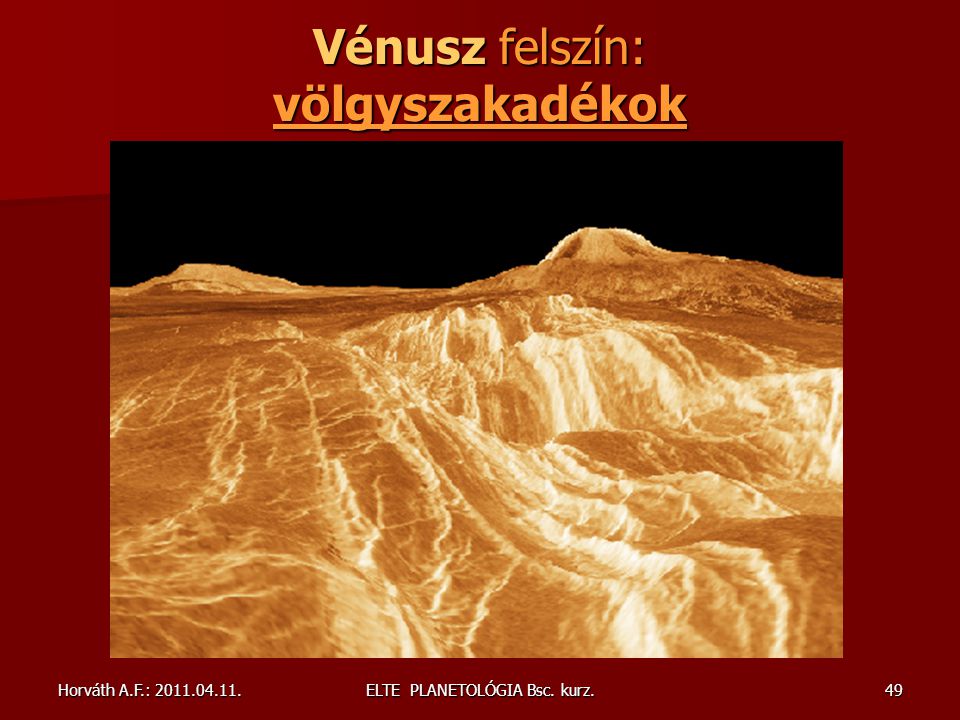 Vénusz felszín: völgyszakadékok