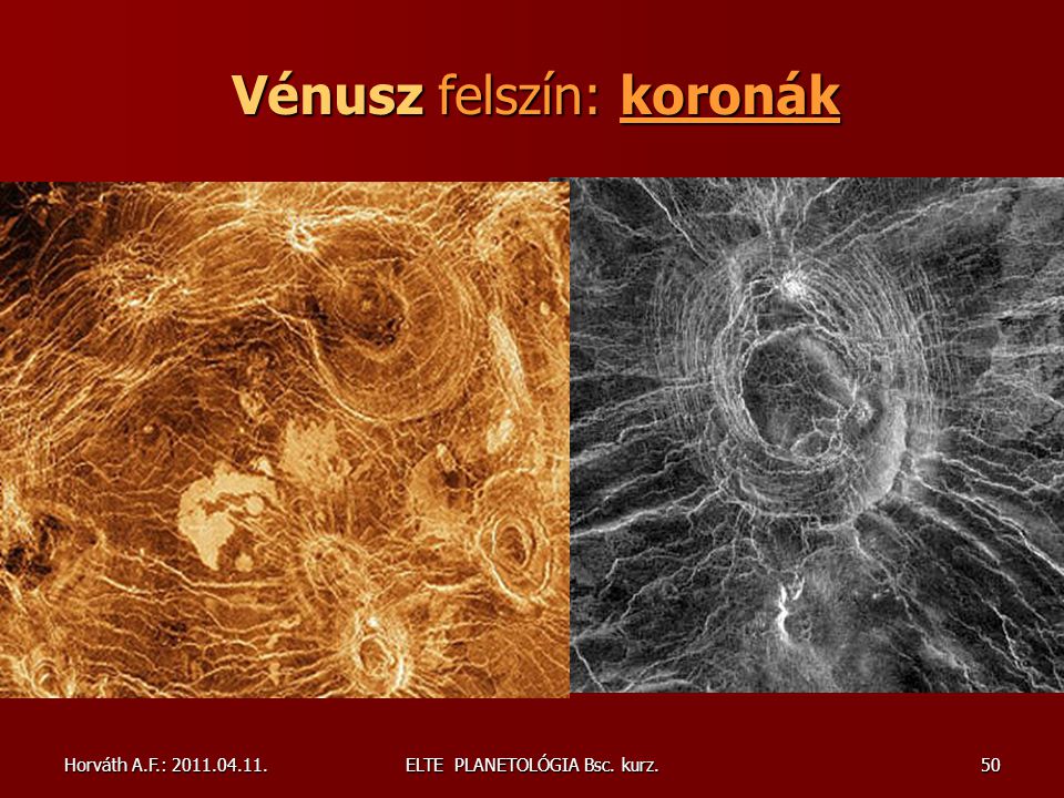 Vénusz felszín: koronák