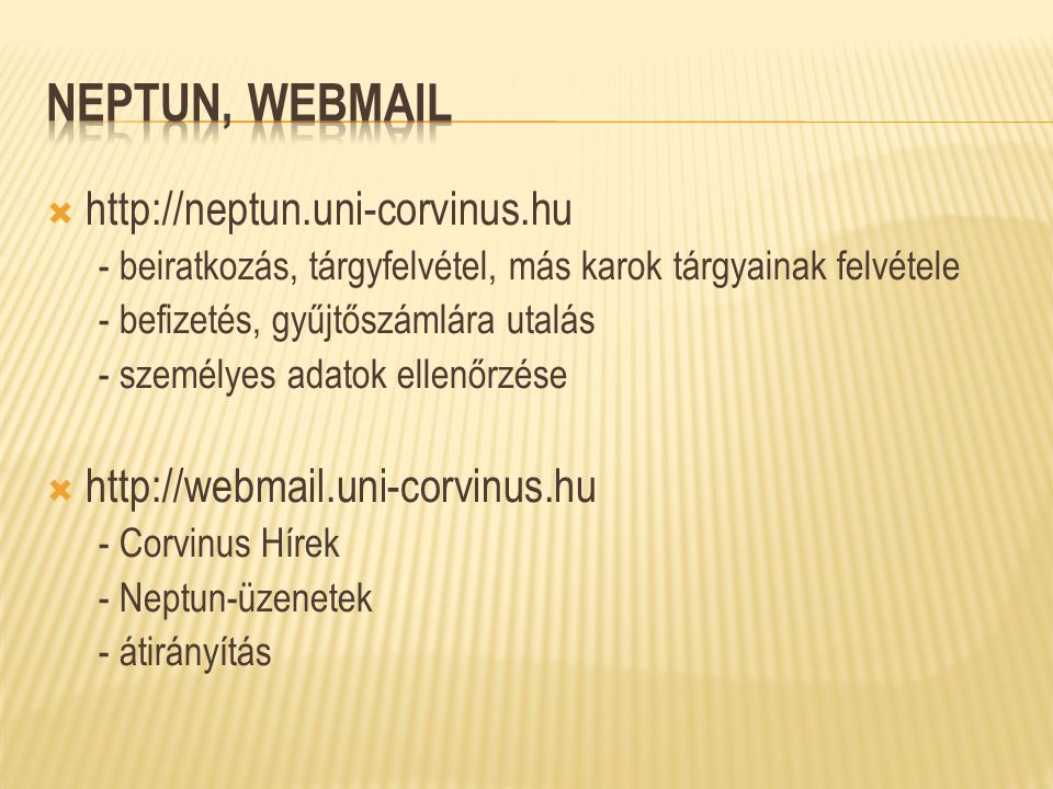 Neptun, webmail