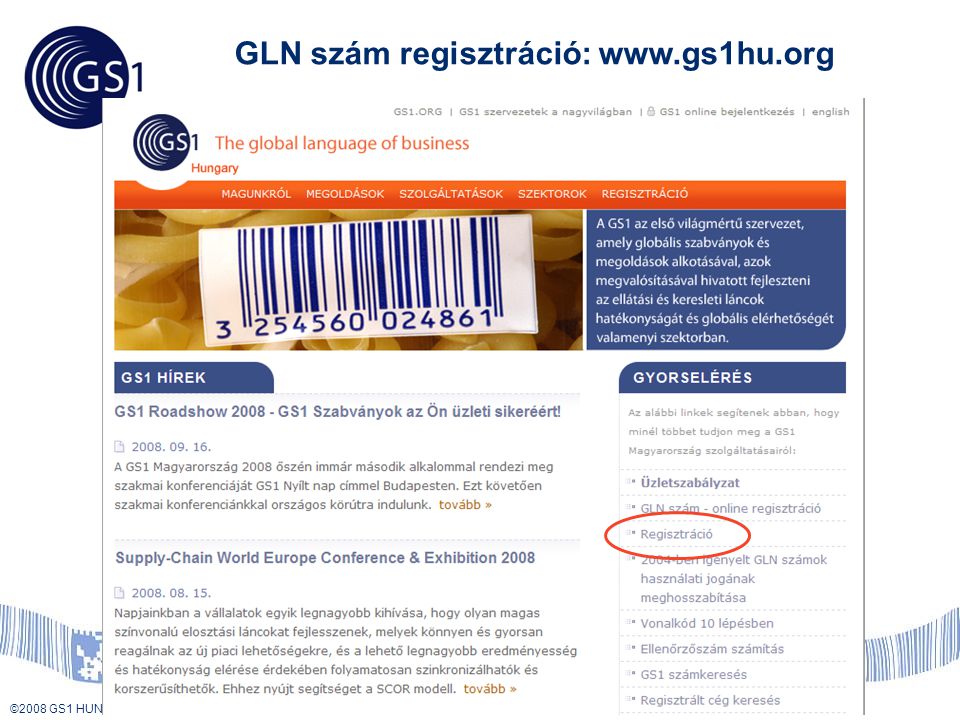 GLN szám regisztráció: