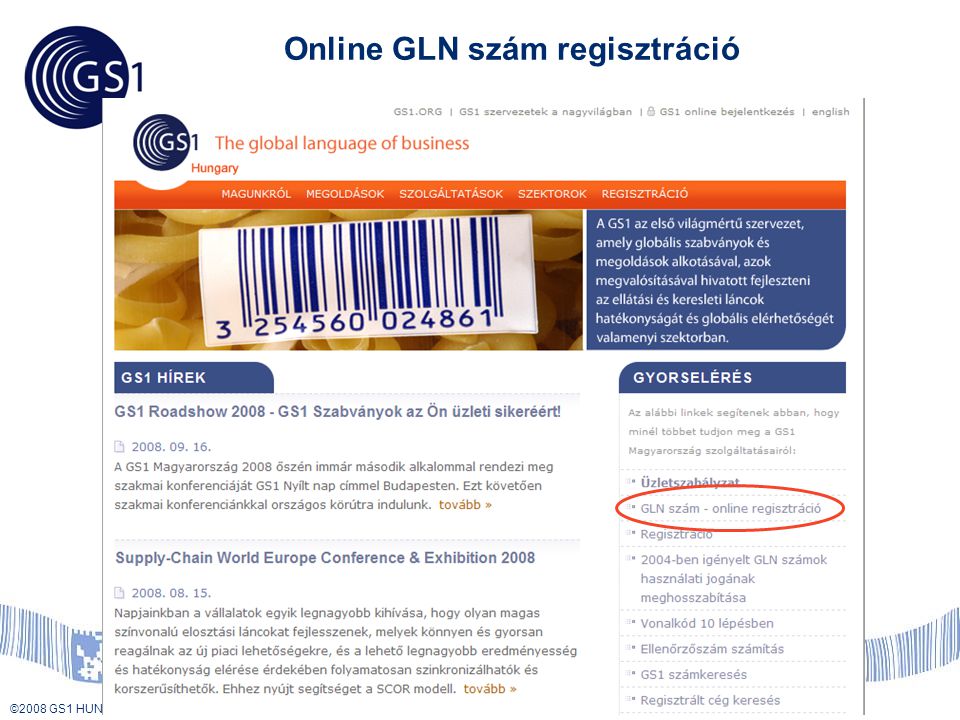 Online GLN szám regisztráció