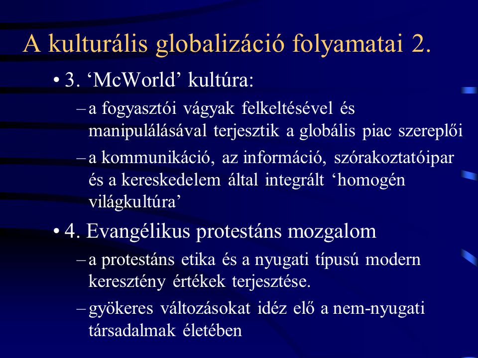 A kulturális globalizáció folyamatai 2.