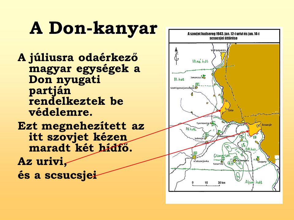 A Don-kanyar A júliusra odaérkező magyar egységek a Don nyugati partján rendelkeztek be védelemre.