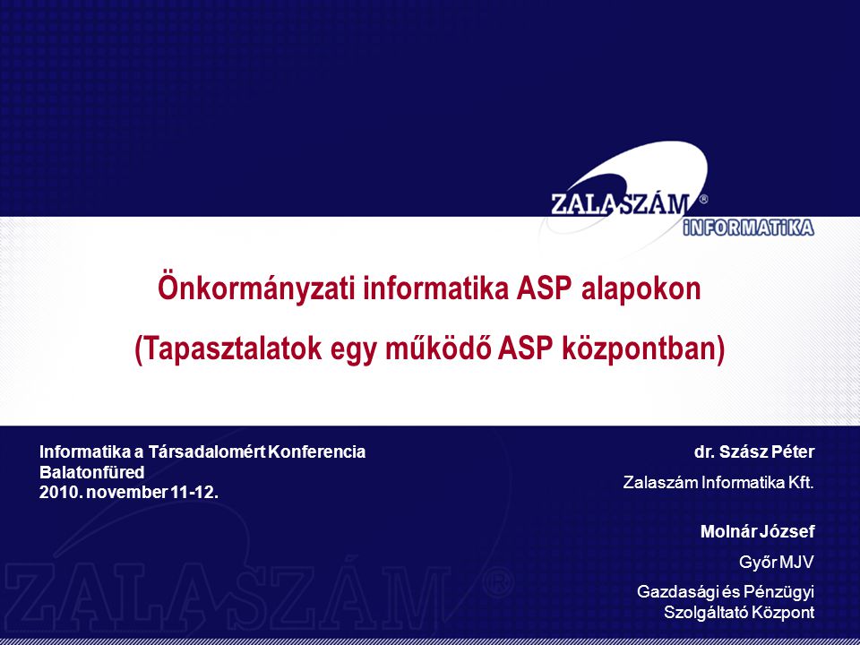 Önkormányzati informatika ASP alapokon