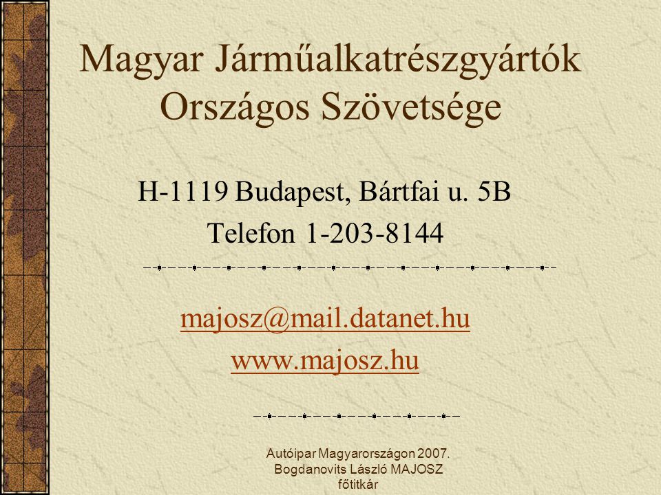 Magyar Járműalkatrészgyártók Országos Szövetsége