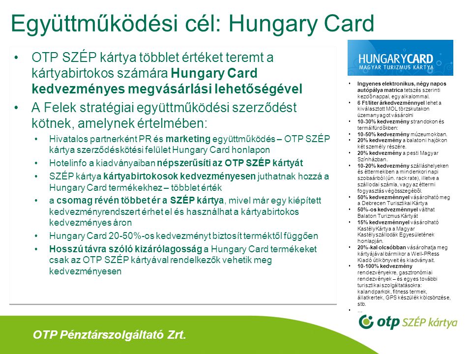 Együttműködési cél: Hungary Card