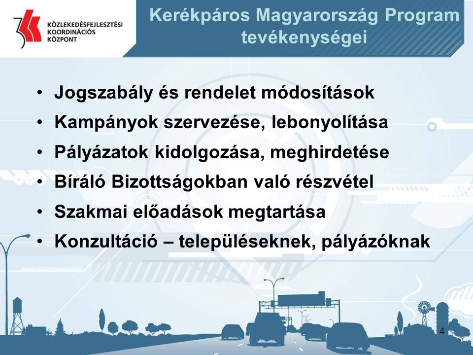 Kerékpáros Magyarország Program tevékenységei