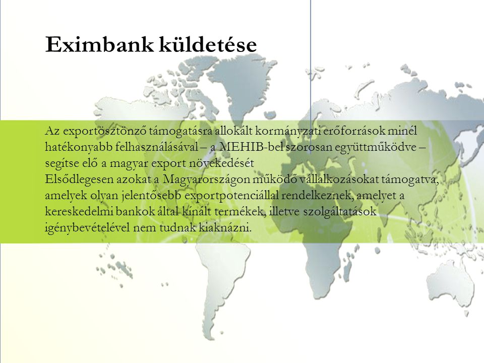 Eximbank küldetése