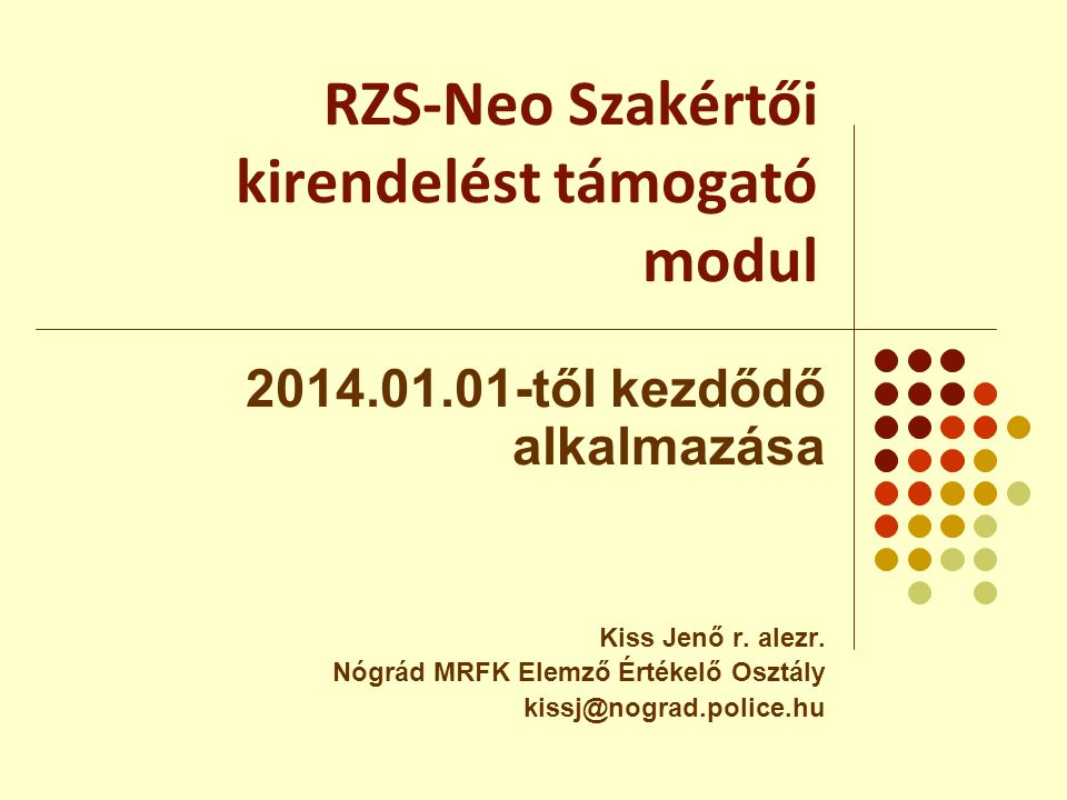 RZS-Neo Szakértői kirendelést támogató modul