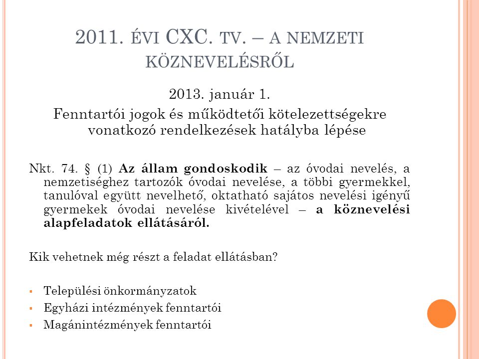 2011. évi CXC. tv. – a nemzeti köznevelésről