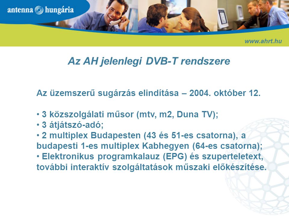 Az AH jelenlegi DVB-T rendszere