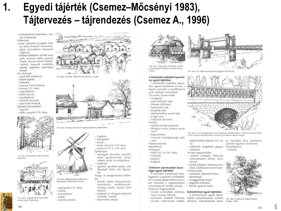 Egyedi tájérték (Csemez–Mőcsényi 1983), Tájtervezés – tájrendezés (Csemez A., 1996)
