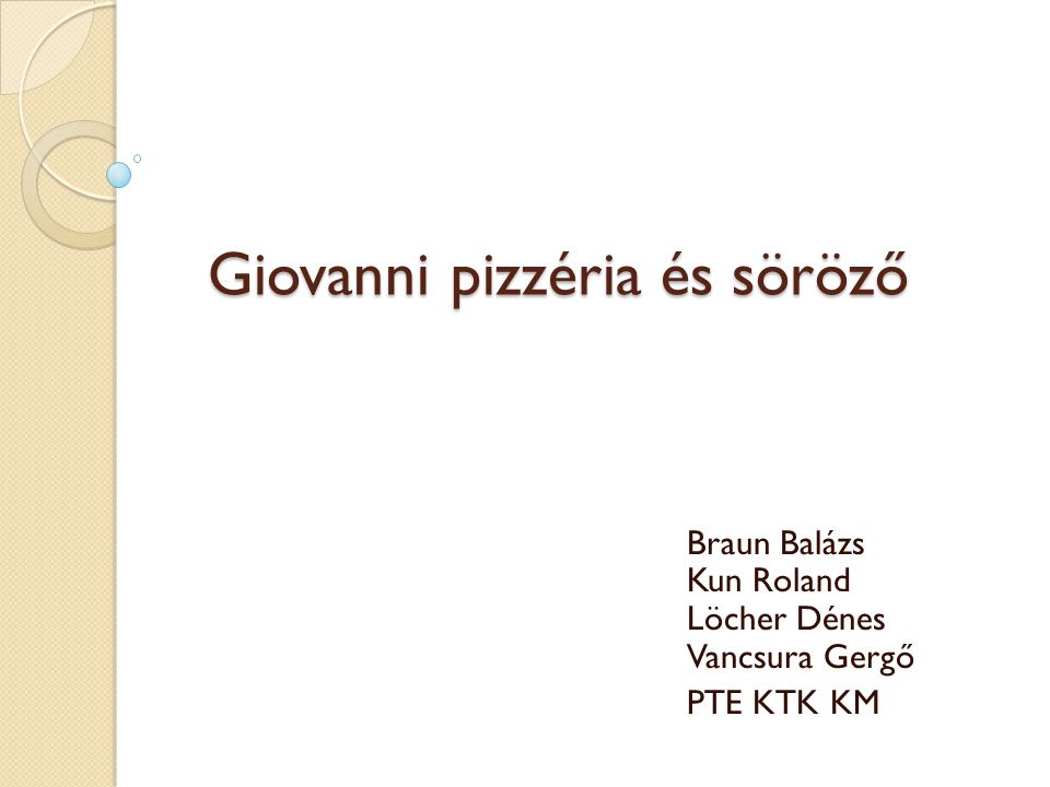 Giovanni pizzéria és söröző