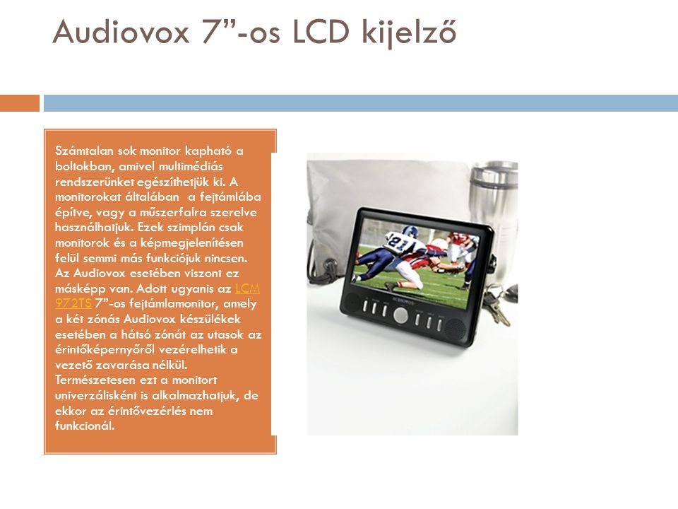Audiovox 7 -os LCD kijelző