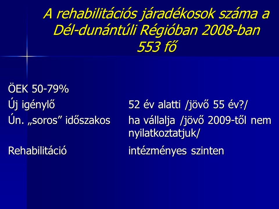 A rehabilitációs járadékosok száma a Dél-dunántúli Régióban 2008-ban 553 fő