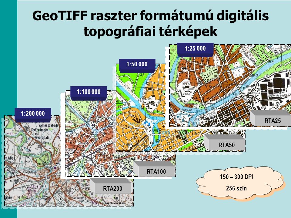 GeoTIFF raszter formátumú digitális topográfiai térképek