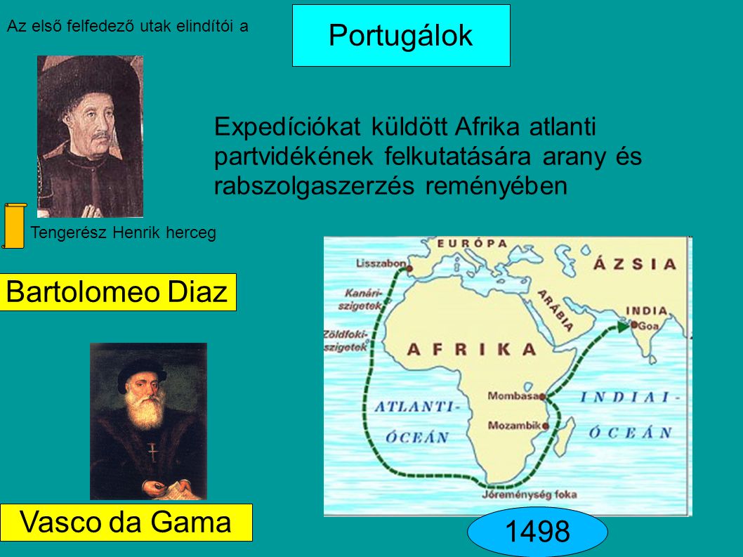 Portugálok Bartolomeo Diaz Vasco da Gama 1498