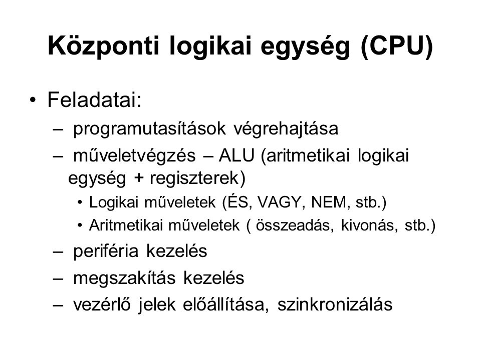 Központi logikai egység (CPU)