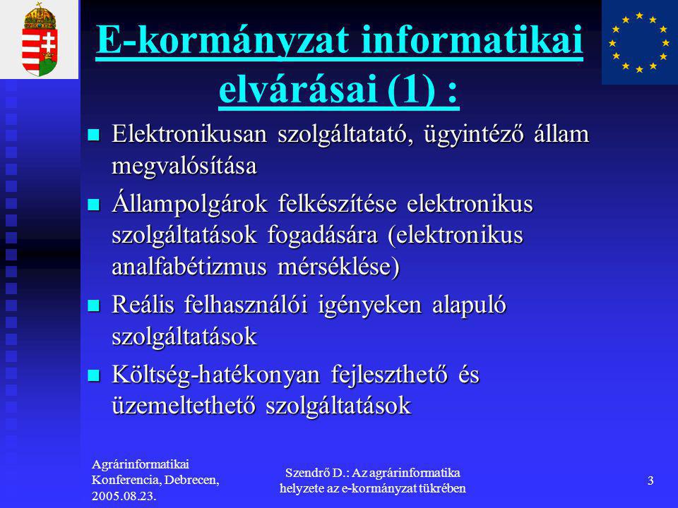 E-kormányzat informatikai elvárásai (1) :
