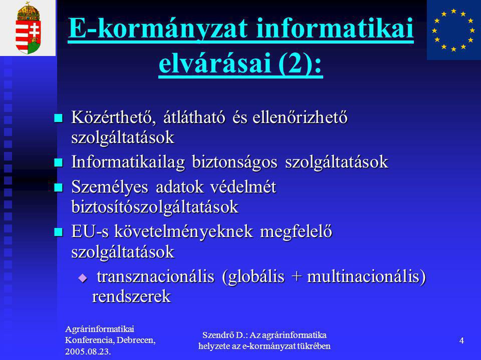 E-kormányzat informatikai elvárásai (2):
