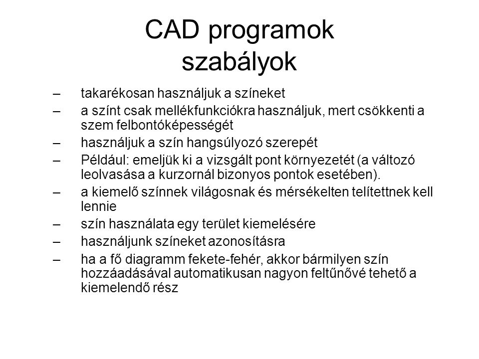 CAD programok szabályok