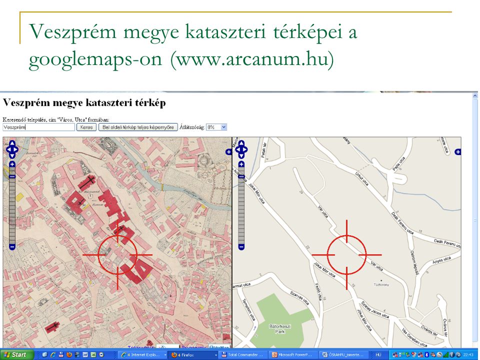 Veszprém megye kataszteri térképei a googlemaps-on (