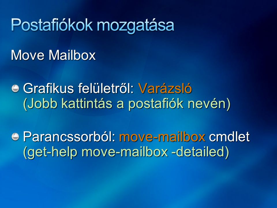 Postafiókok mozgatása