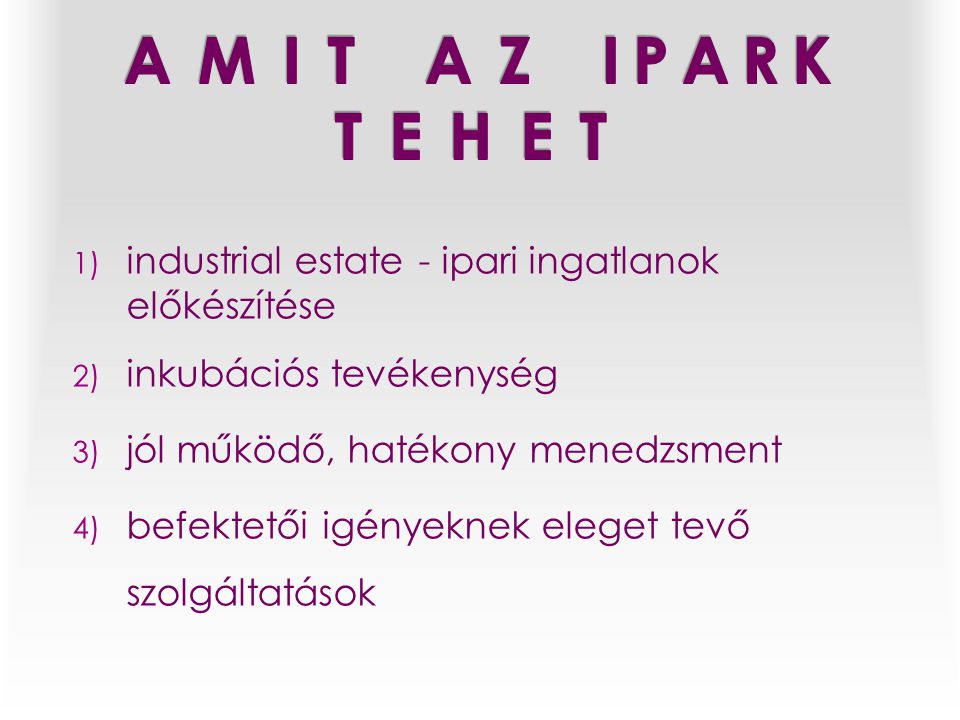 AMIT AZ IPARK TEHET industrial estate - ipari ingatlanok előkészítése