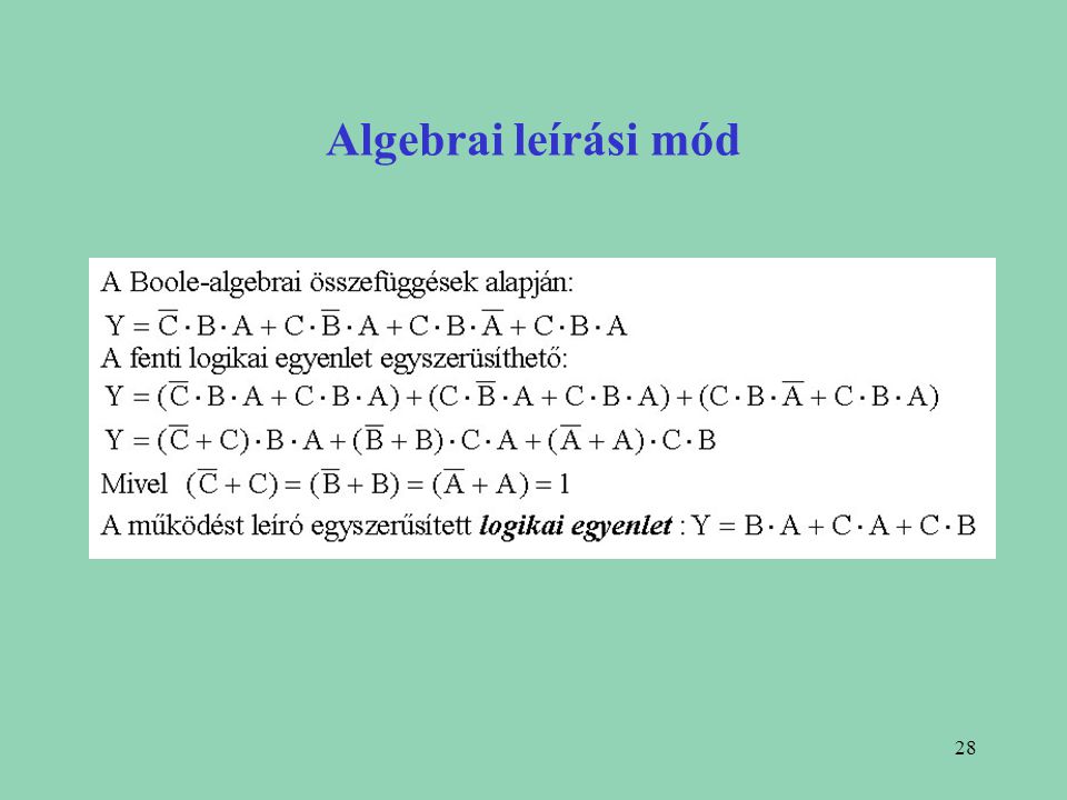 Algebrai leírási mód