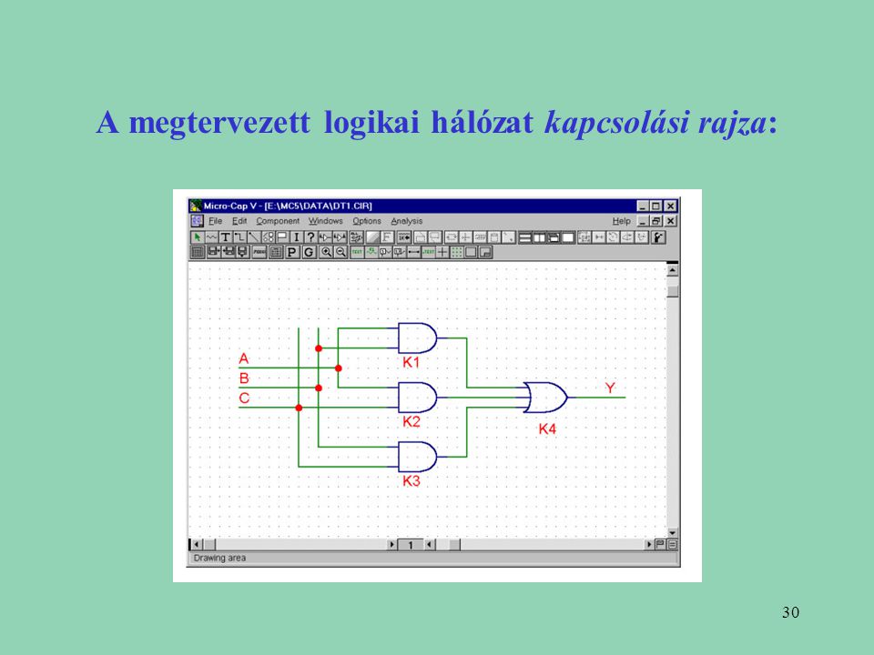 A megtervezett logikai hálózat kapcsolási rajza: