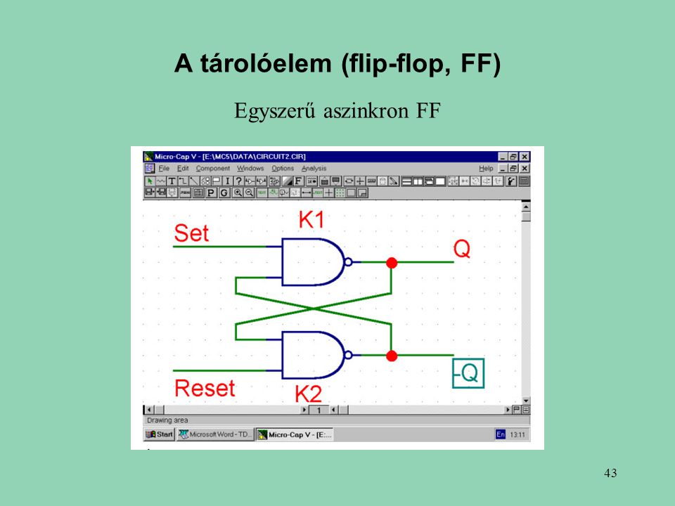A tárolóelem (flip-flop, FF) Egyszerű aszinkron FF