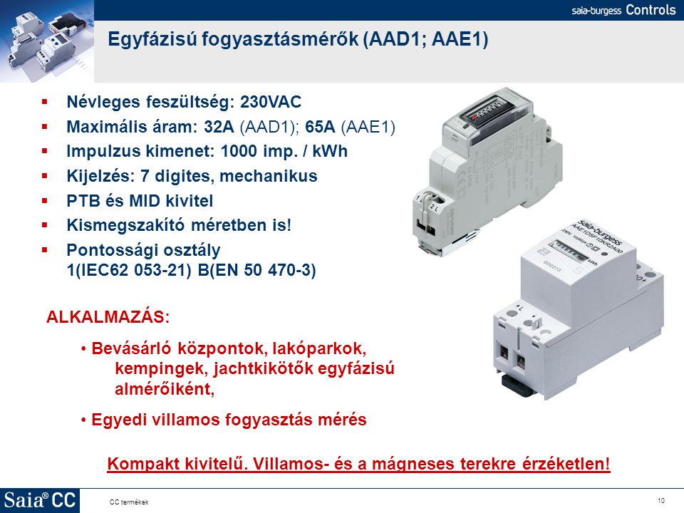Egyfázisú fogyasztásmérők (AAD1; AAE1)