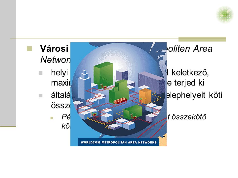 Városi hálózat (MAN – Metropoliten Area Network)