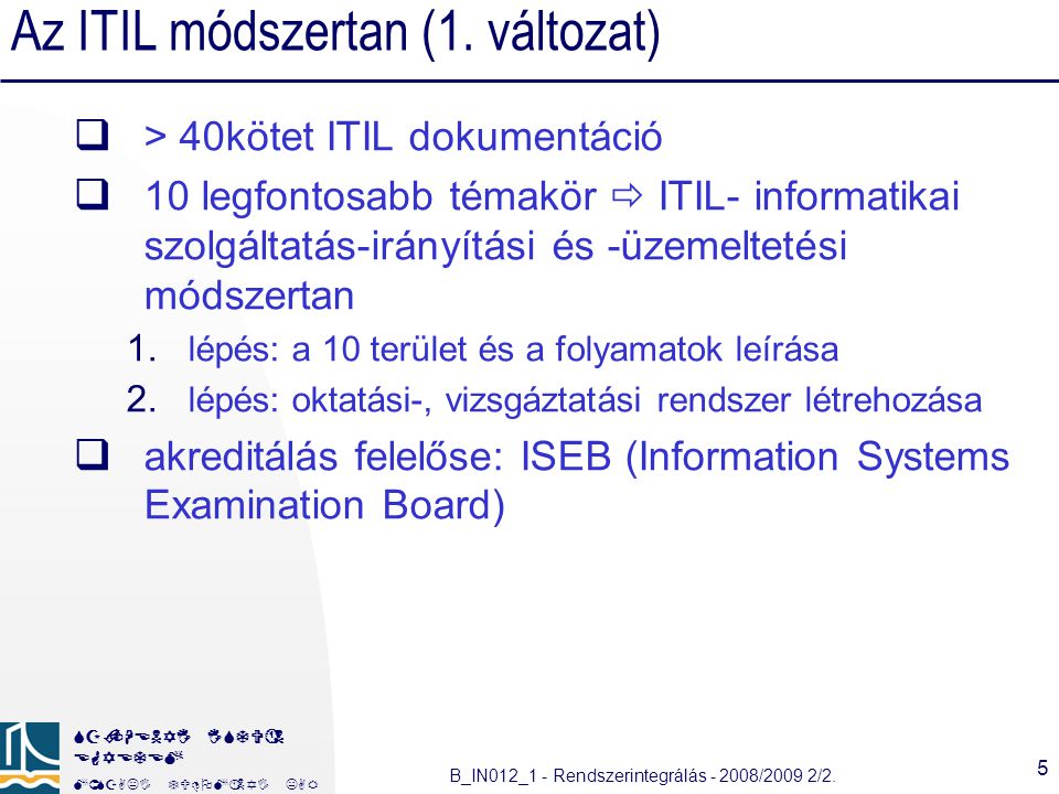 Az ITIL módszertan (1. változat)