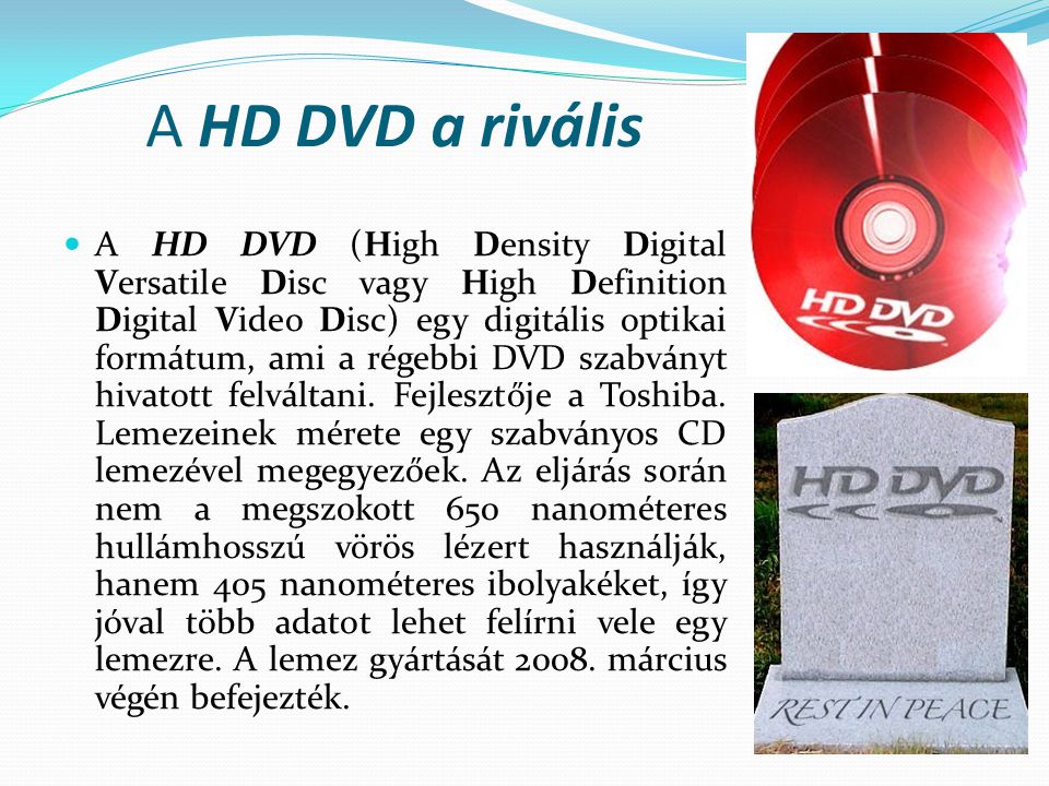 A HD DVD a rivális