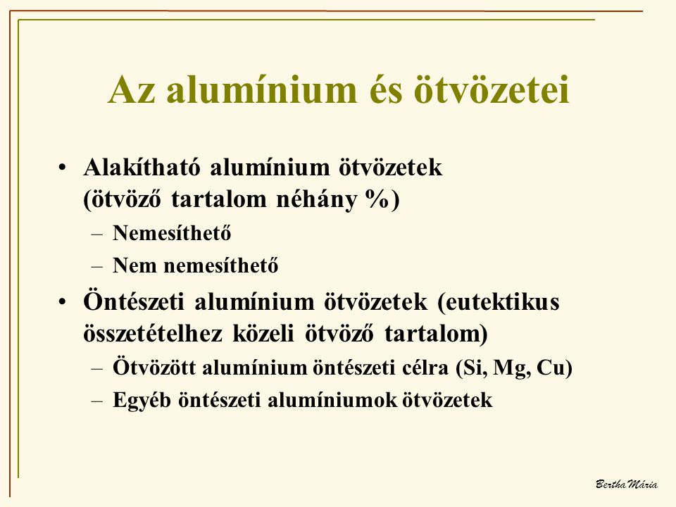 Az alumínium és ötvözetei