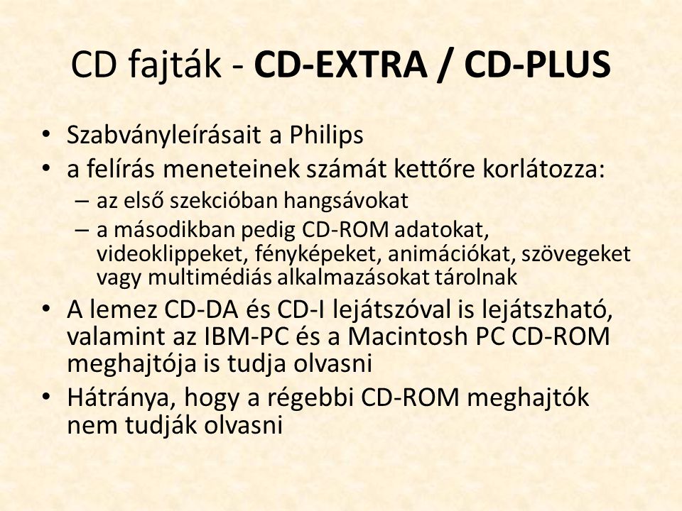 CD fajták - CD-EXTRA / CD-PLUS