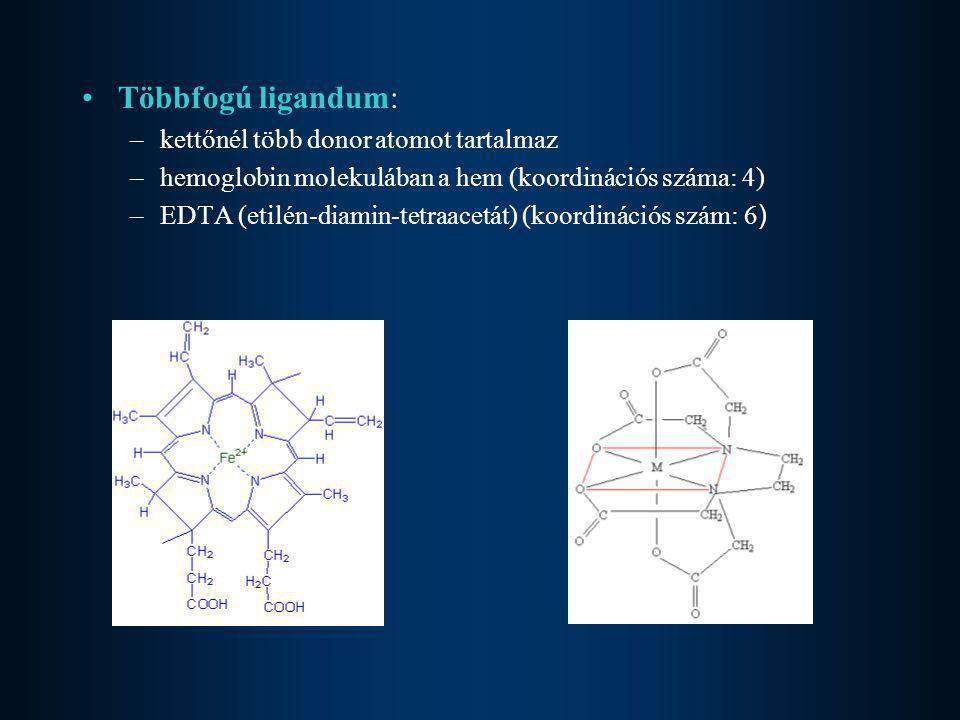 Többfogú ligandum: kettőnél több donor atomot tartalmaz