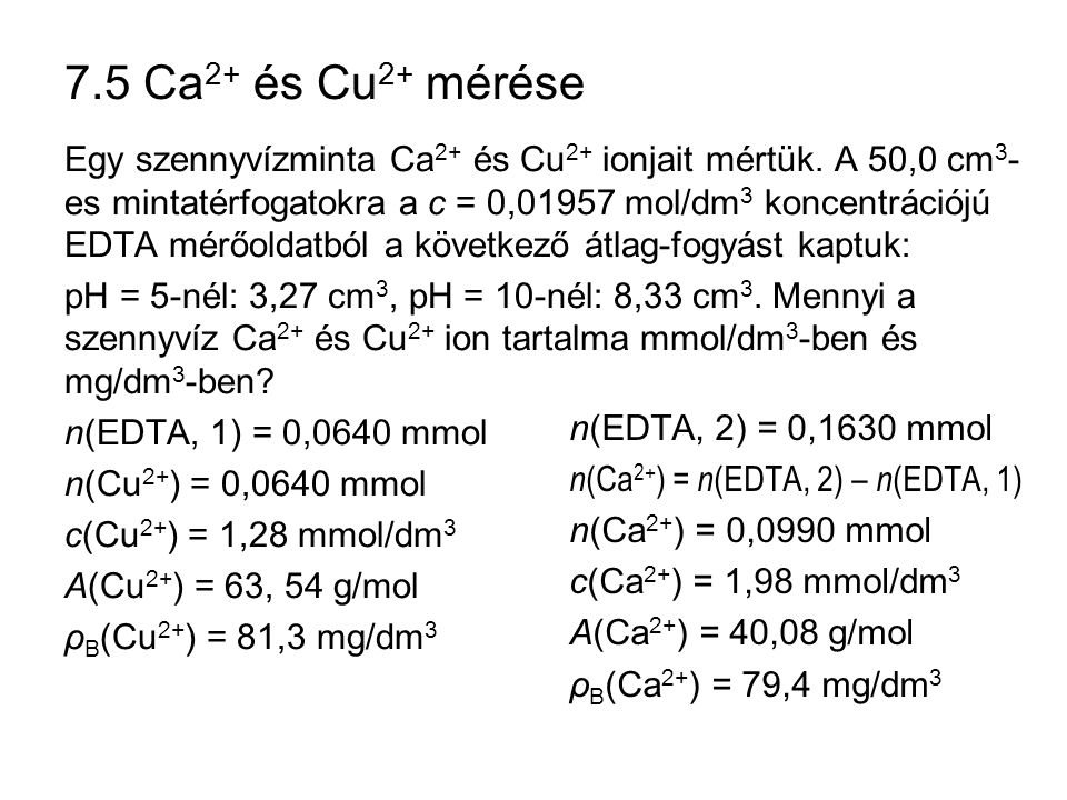 7.5 Ca2+ és Cu2+ mérése