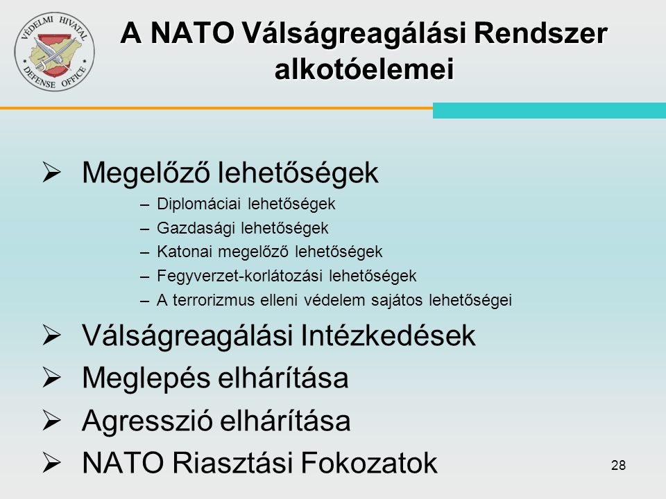 A NATO Válságreagálási Rendszer alkotóelemei
