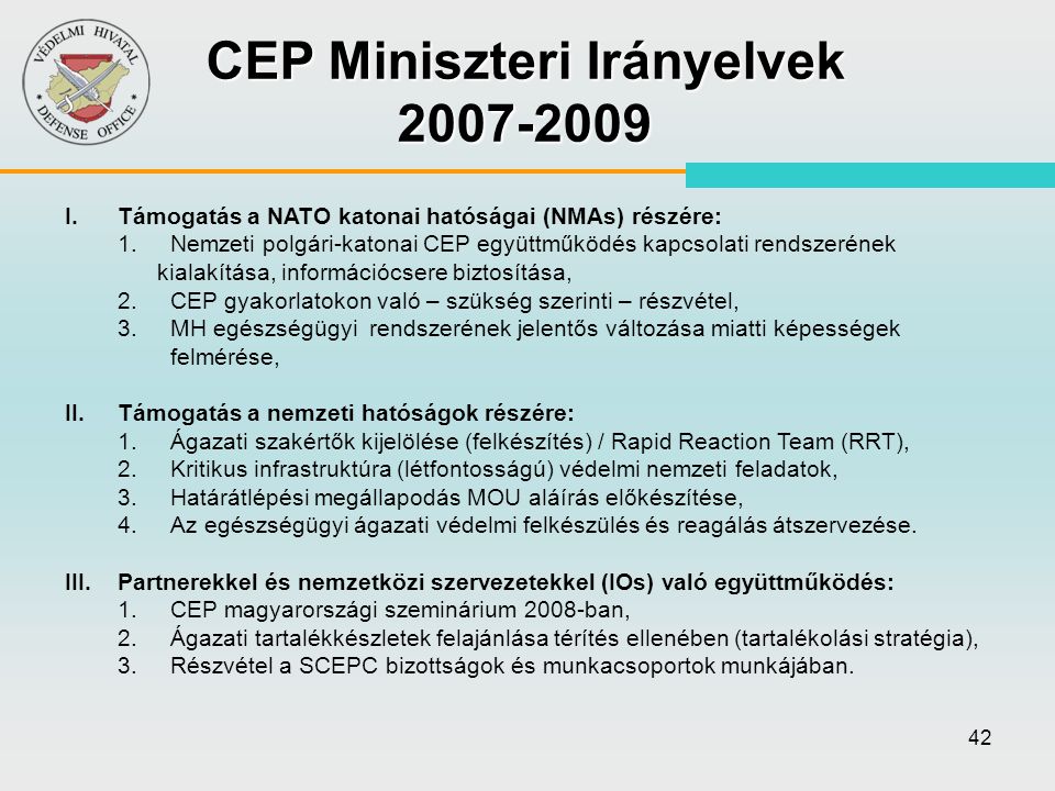CEP Miniszteri Irányelvek