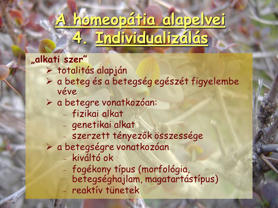 homeopátia alapelvei