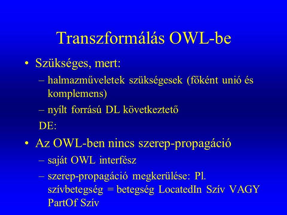 Transzformálás OWL-be