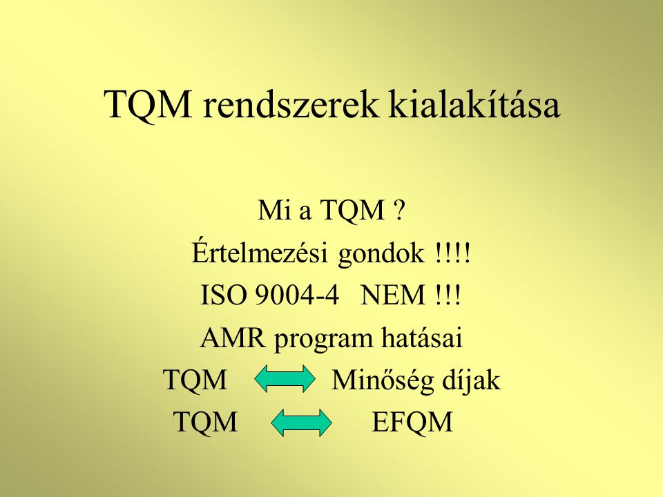 TQM rendszerek kialakítása