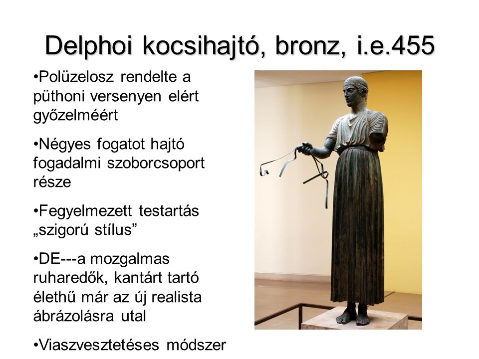 Delphoi kocsihajtó, bronz, i.e.455