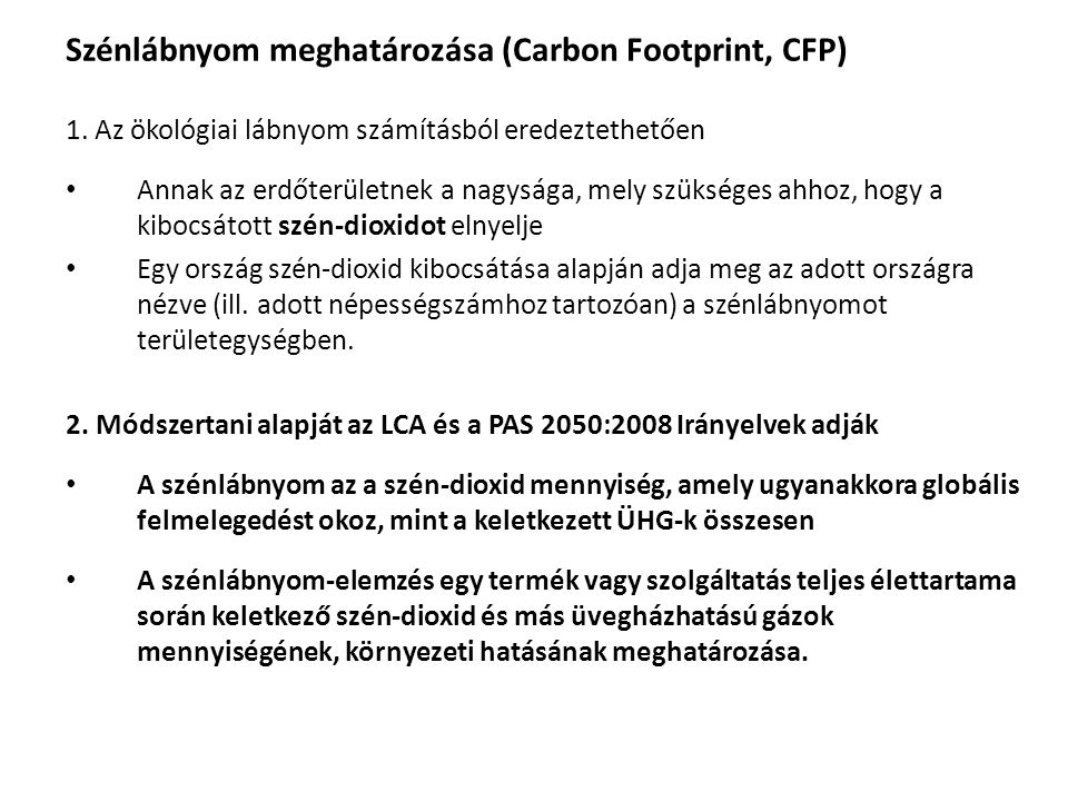 Szénlábnyom meghatározása (Carbon Footprint, CFP)
